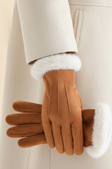 Windproof Fleece Lined Suede Touchscreen Gloves