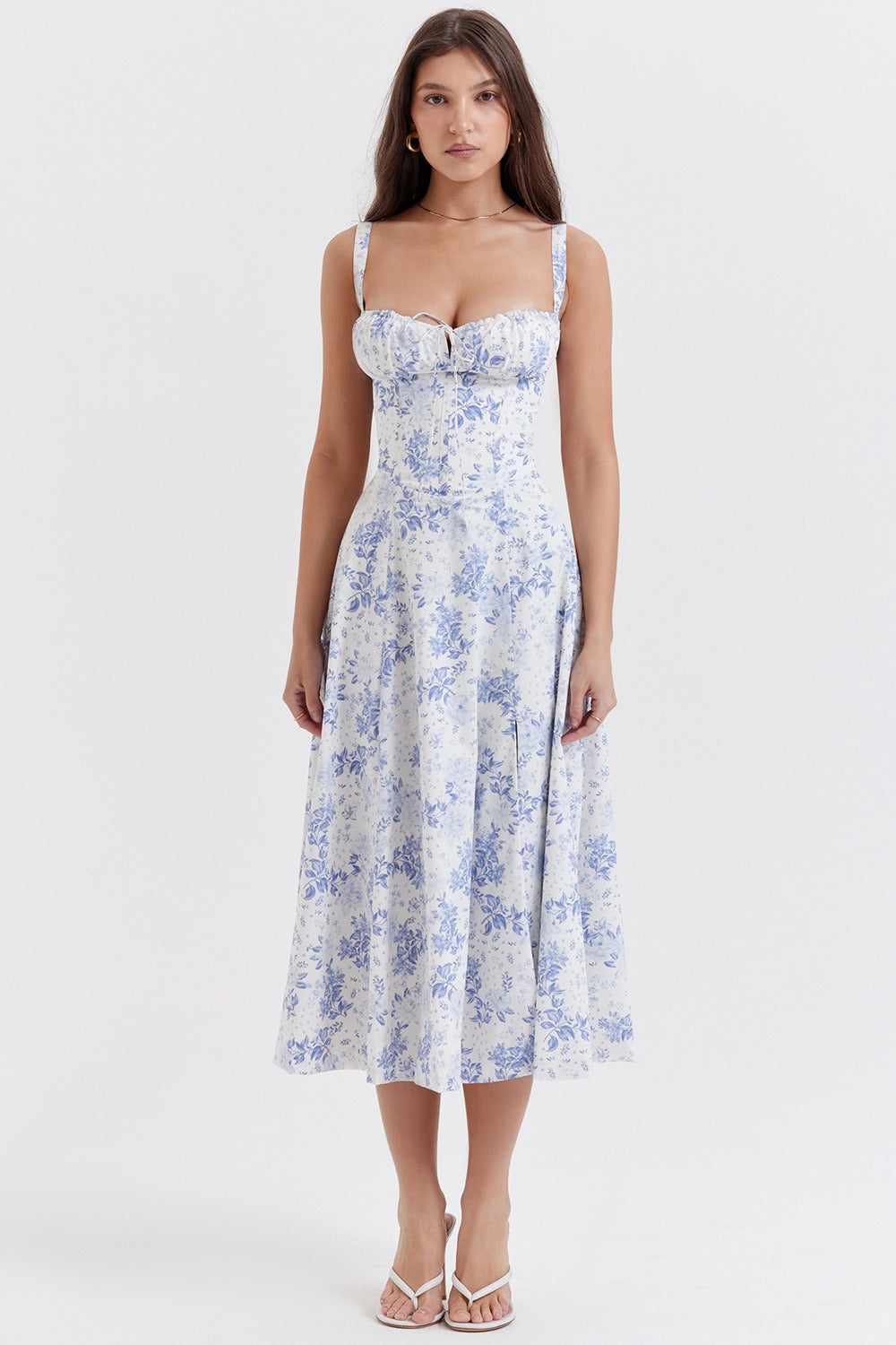 Strap Slit Floral Maxi Floral Dress