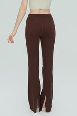 High-Waisted Breathable Flared Workout Slit Leggings