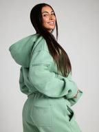 Solid Eye Mask Hoodie Pants Two Piece Set