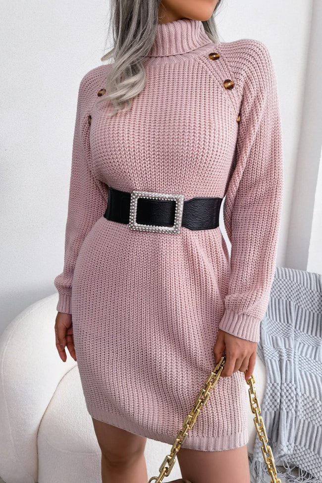Long Sleeve Button Knit Sweater Dress Main image