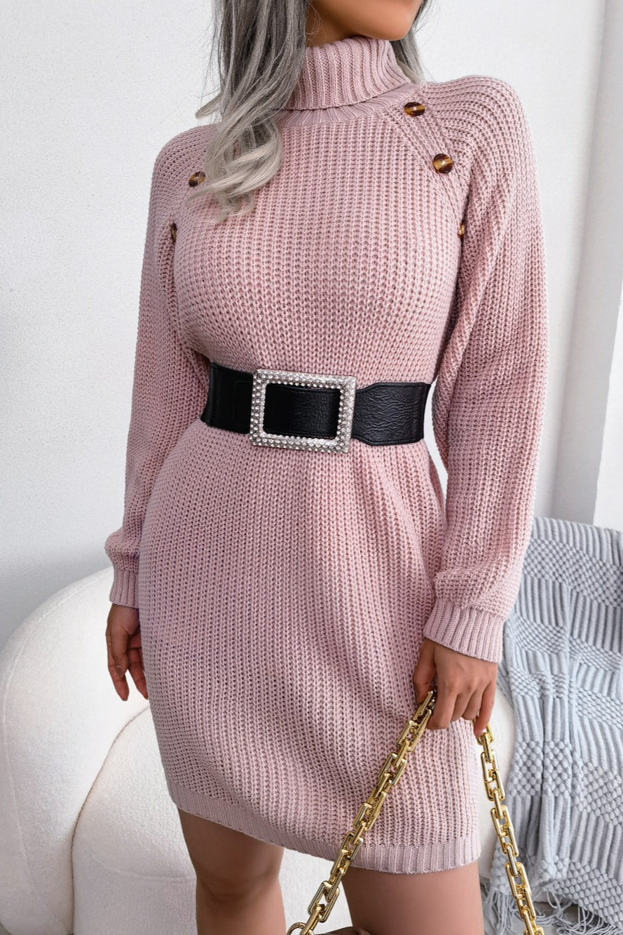 Long Sleeve Button Knit Sweater Dress Main image