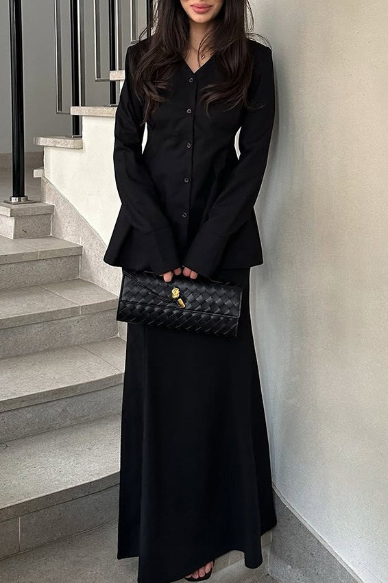 Slim Fit V Neck Blazer S / Black