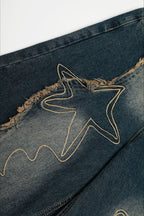 Celestial Line Embroidered Wide Leg Jeans