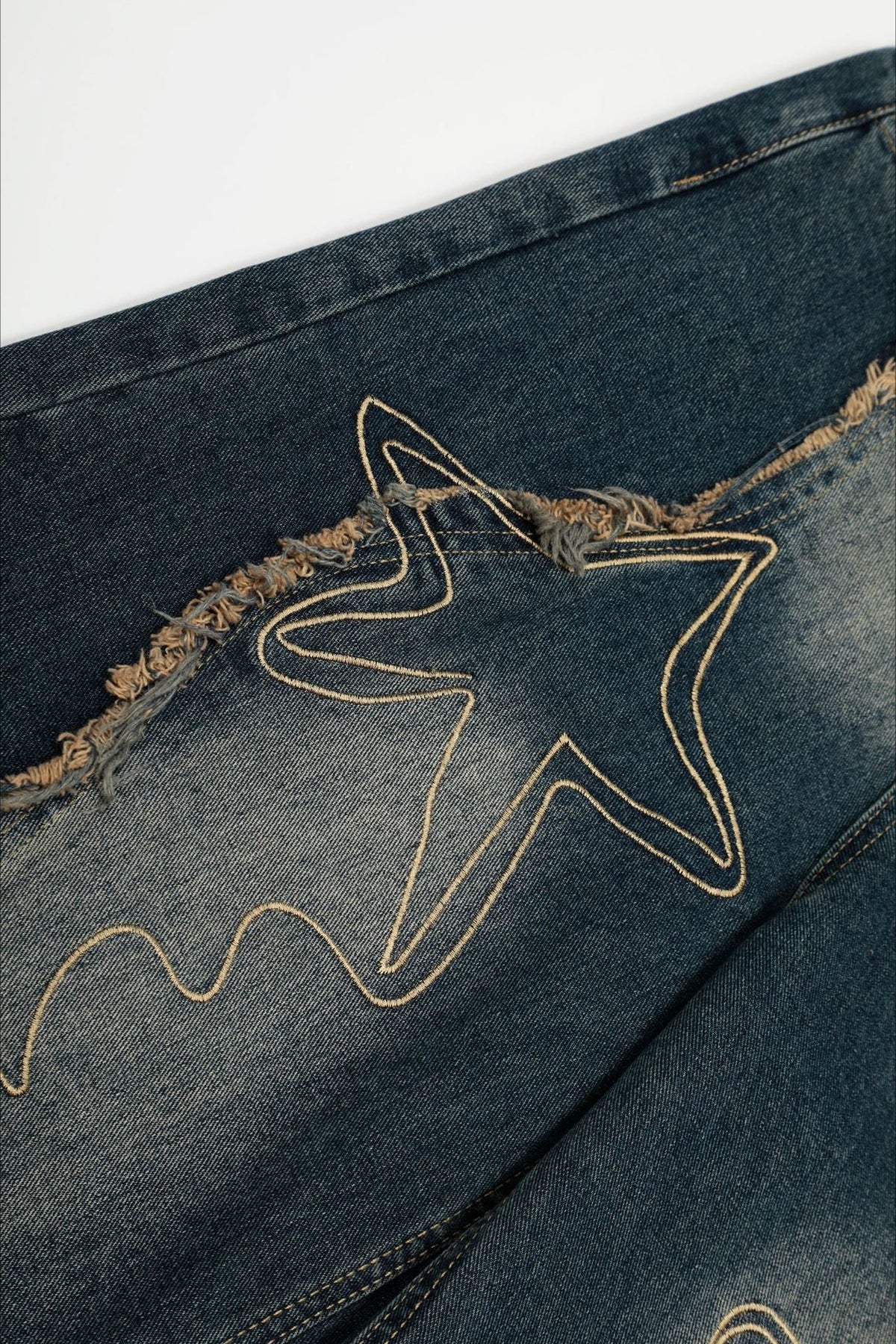 Celestial Line Embroidered Wide Leg Jeans