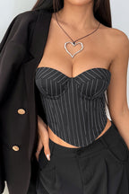 Tie Corset Woven Stripe Chic Tube Top