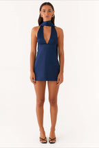 Deep V Backless Ribbon Cocktail Dress