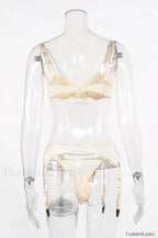 Chain Bra & Charming Underwear Garter Belt Set