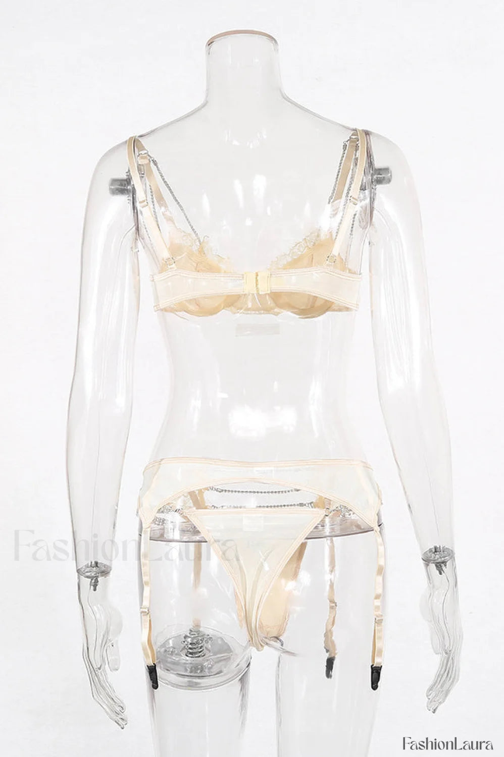 Chain Bra & Charming Underwear Garter Belt Set