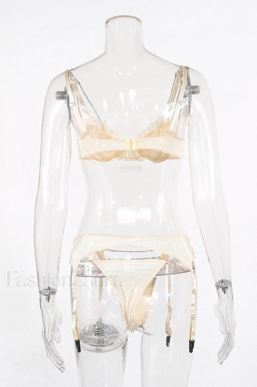 Chain Bra & Charming Underwear Garter Belt Set