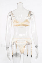 Chain Bra & Charming Underwear Garter Belt Set