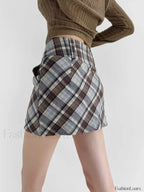 Checkered High Waist Versatile Skirt