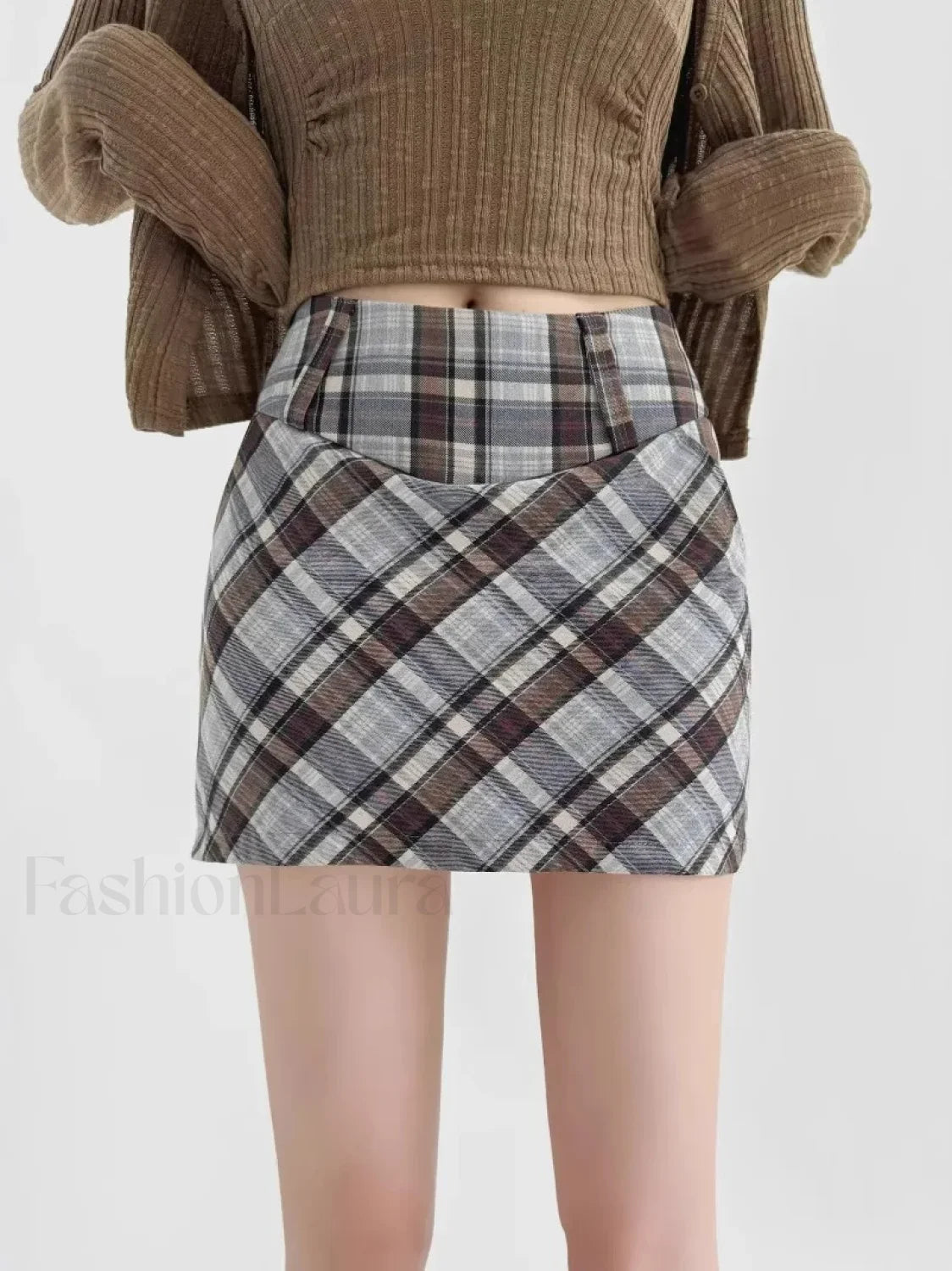 Checkered High Waist Versatile Skirt Main image