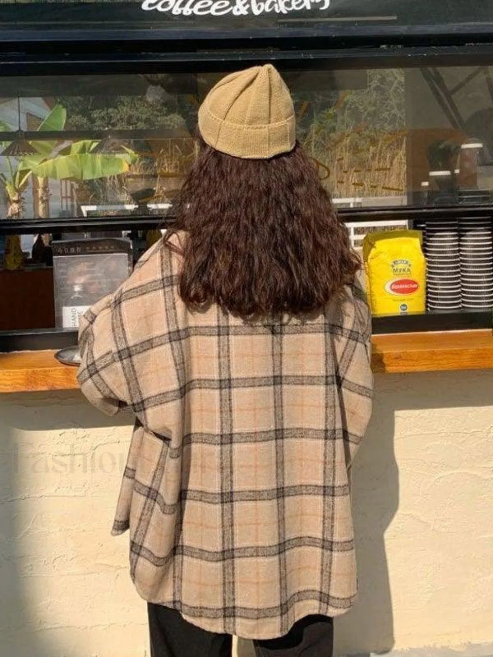 Checkered Print Button Blouse Shirts