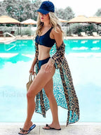 Cheetah Print Long Sleeve Cover Up BROWN / One Size