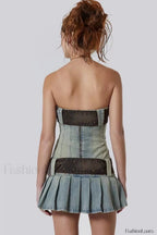 Chelsea Denim Stylish Kilt Mini Dress