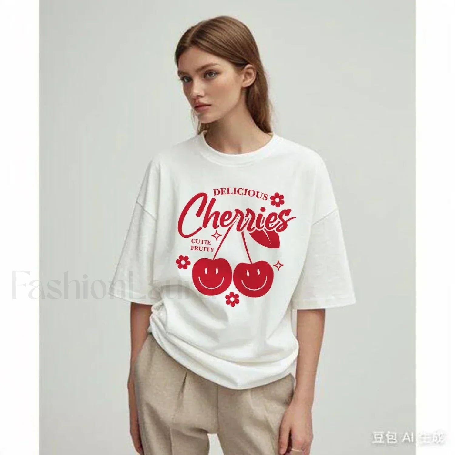 Cherry Delicious Raccoon Meme Graphic T Shirt WHITE / S Main image