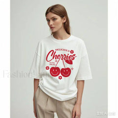 Cherry Delicious Raccoon Meme Graphic T Shirt WHITE / S