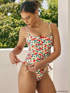 Cherry Print Bow Tie One Piece