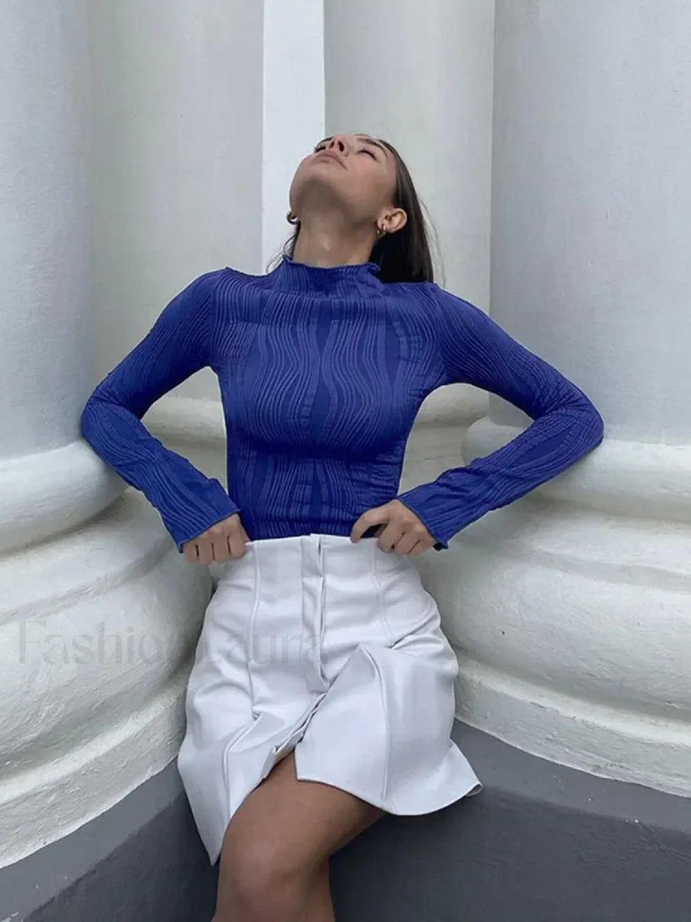 Chic Jersey Turtleneck Long Sleeve Tee