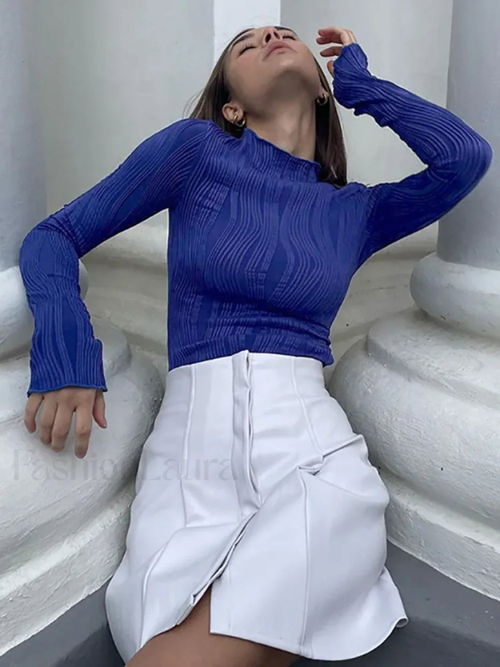 Chic Jersey Turtleneck Long Sleeve Tee