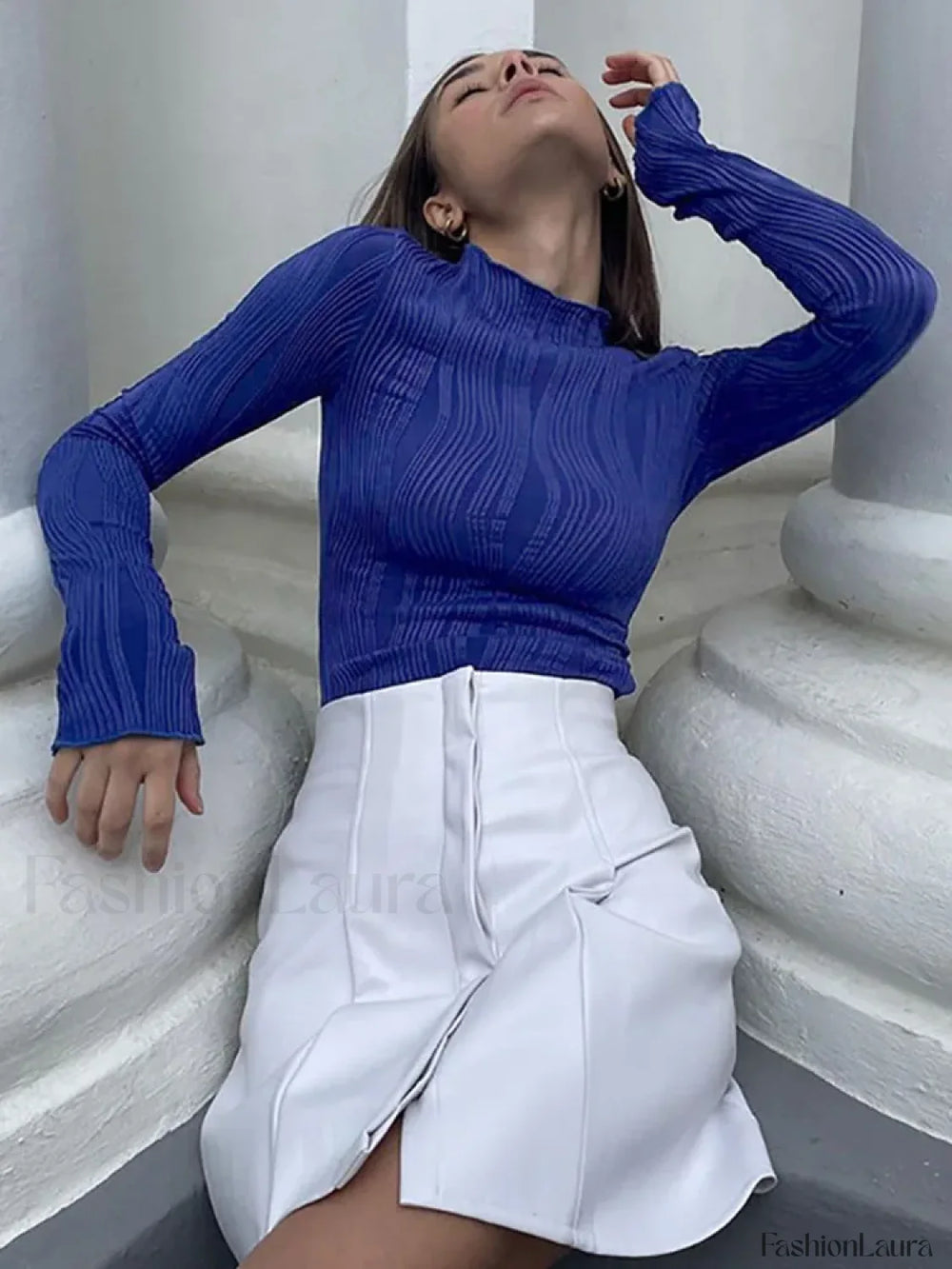 Chic Jersey Turtleneck Long Sleeve Tee