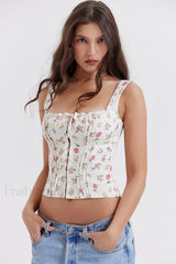 Chic Rose Stylish Print Top XS