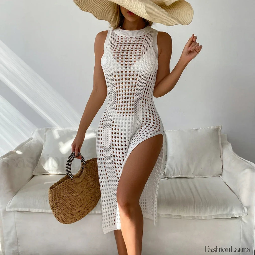 Chic Round Neck Sleeveless Cover Up