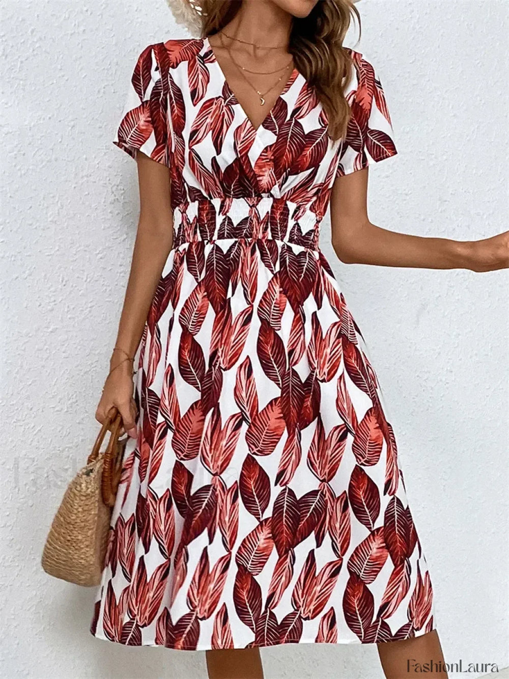 Chic Summer Fashionable Floral Navy Sleeveless Elegant Holiday Midi Dress Wine Red / S