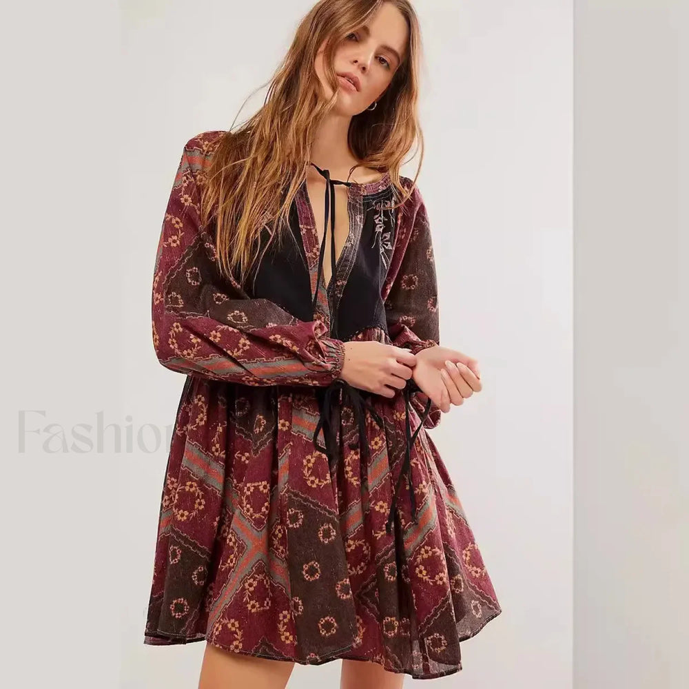 Chiffon Floral Tunic Boho Dress