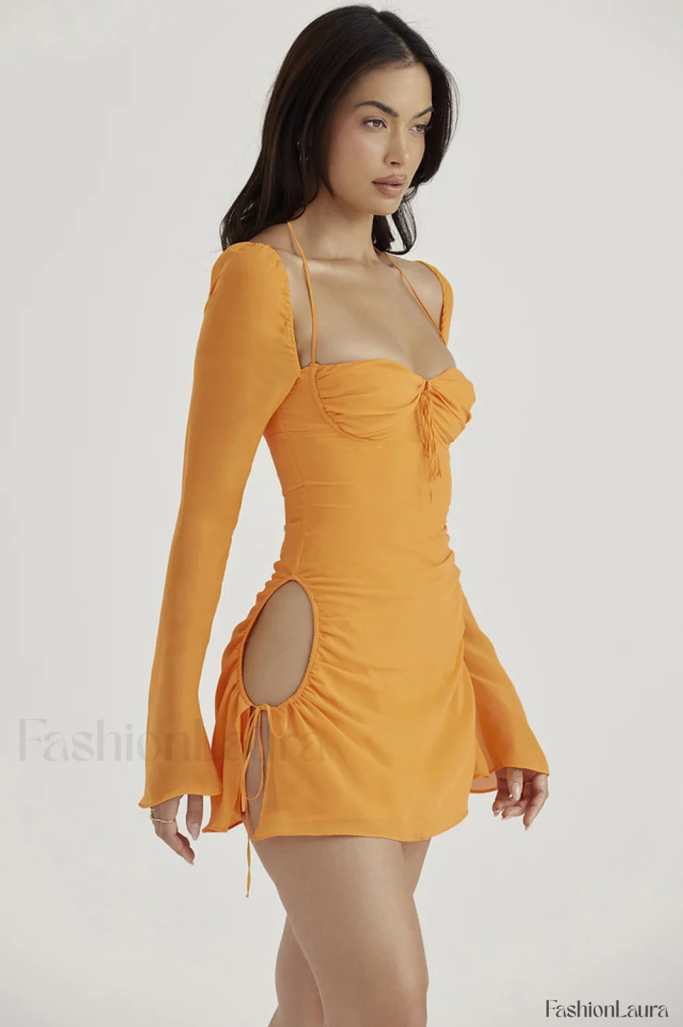 Chiffon Halter Stylish Mini Dress