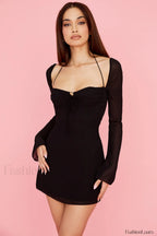 Chiffon Halter Stylish Mini Dress S / Black