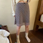 Chiffon Low Waist Patchwork Skirt plaid / S