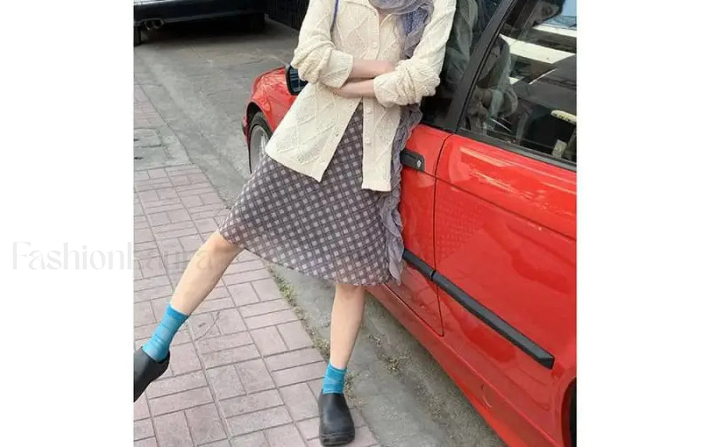 Chiffon Low Waist Plaid Skirt