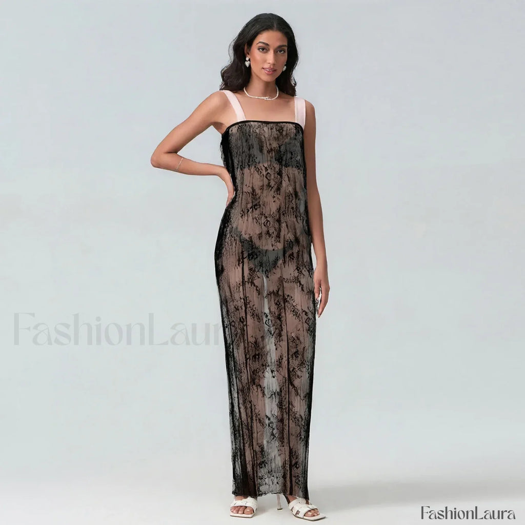 Chiffon Patchwork Kimono Cover Up Black / S