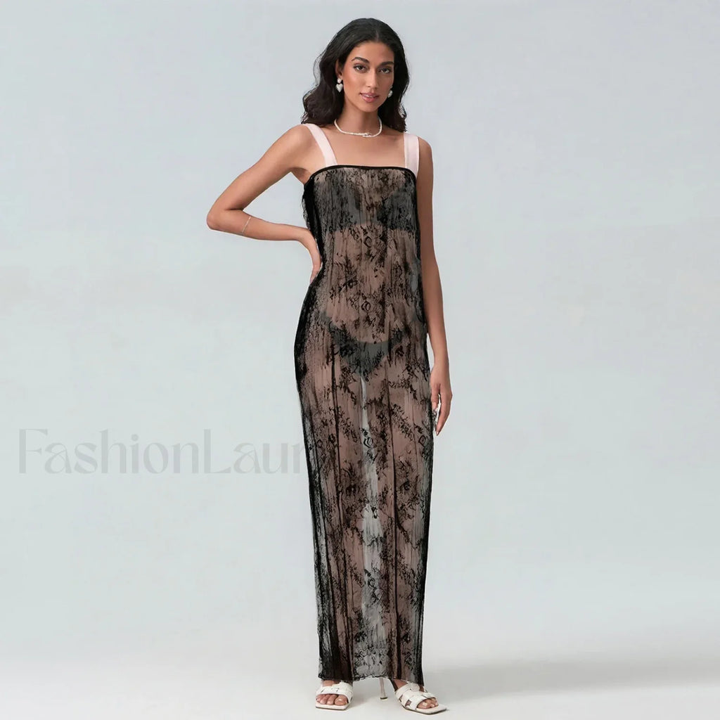 Chiffon Patchwork Kimono Cover Up Black / S