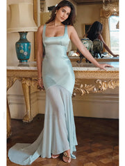 Chiffon Splicing Slim Floor Maxi Dress