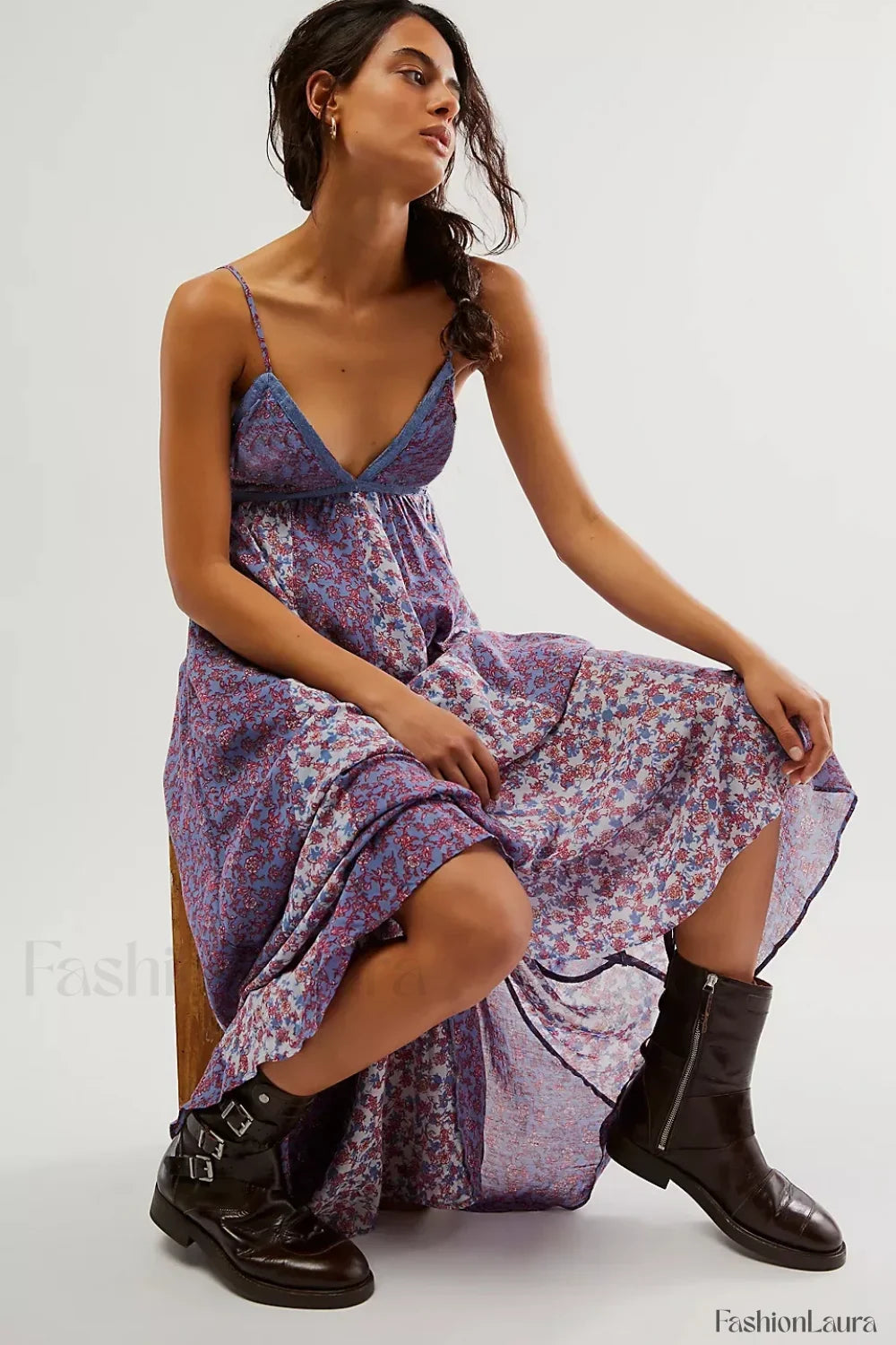 Chiffon Strap Backless Boho Dress