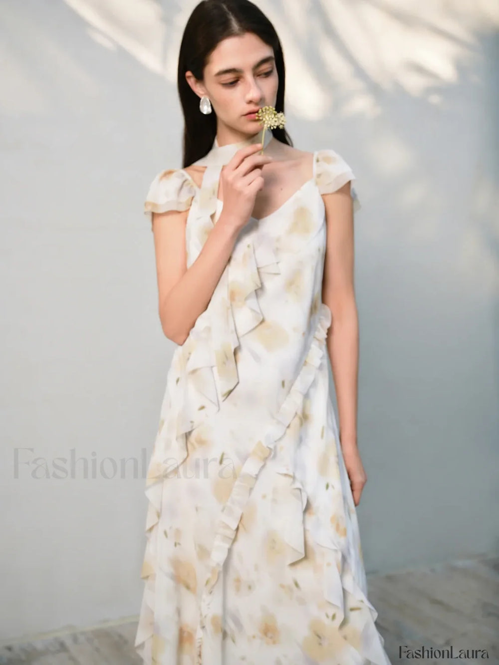 Chiffon Strappy Fly Floral Dress