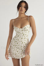 Christiana Elegant Mini Dress XS / Garden Print