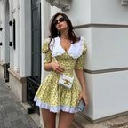 Cinched Babydoll Flora Mini Dress Yellow / S