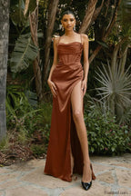 Cinderella Divine 7483 Charming Corset Cowl Satin Gown S / Sienna