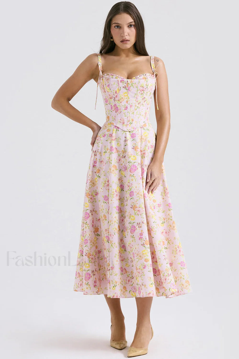 Clarabelle Pink Meadow Charming Print Cotton Sundress Secondary image