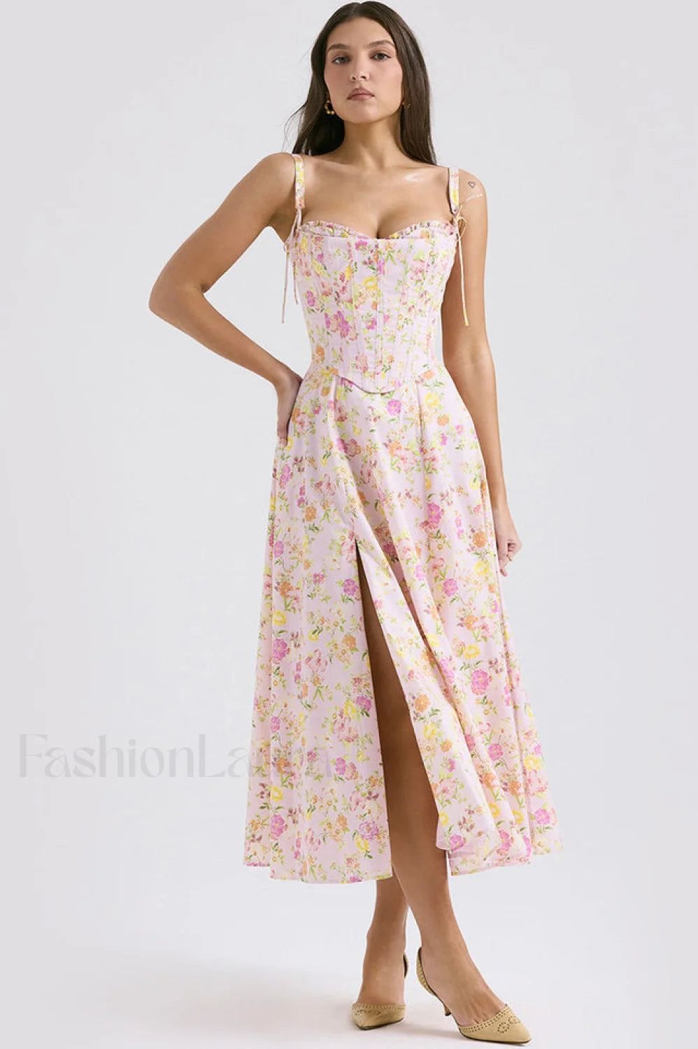 Clarabelle Pink Meadow Charming Print Cotton Sundress XS / Pink Floral Main image