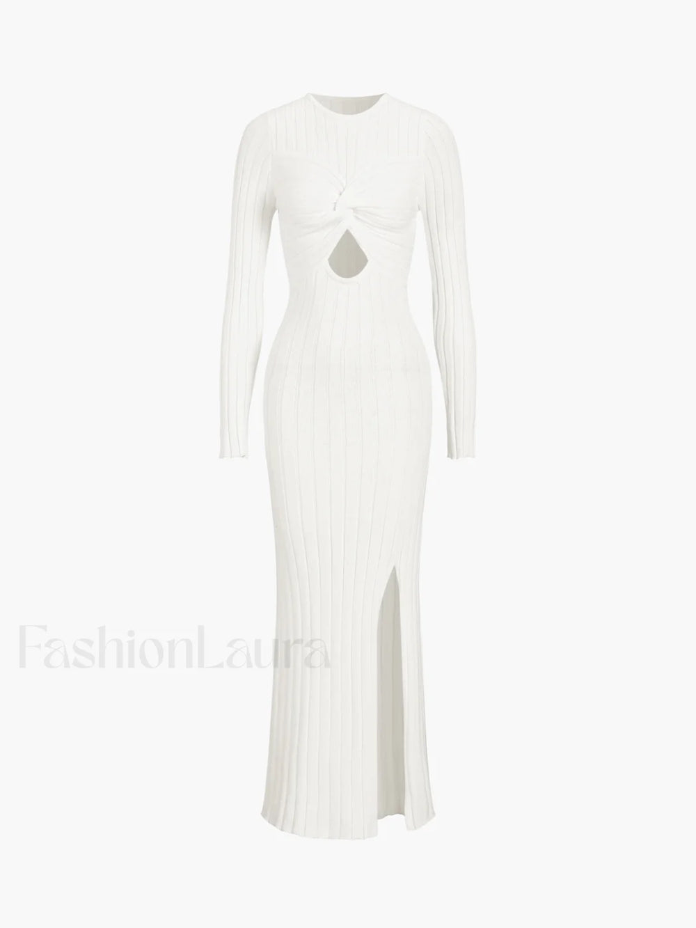 Coastal Allure Knotted Trendy Long Sweater Dress White / XS Sweaters L