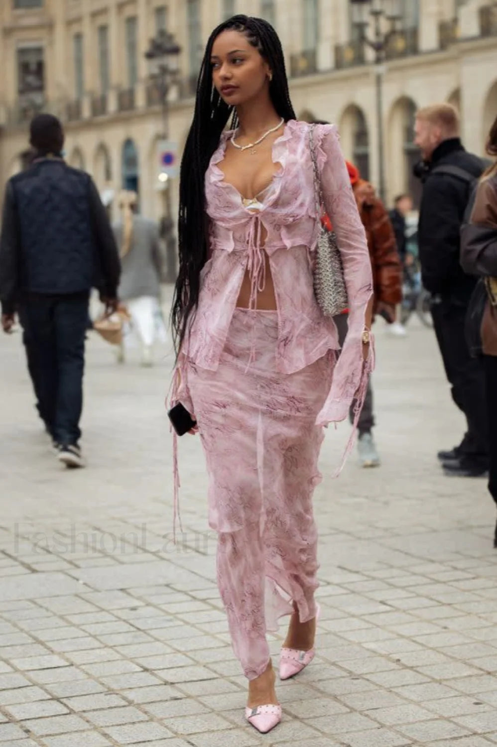 Cobra Blouse Stylish + Skirt Set S / Pink