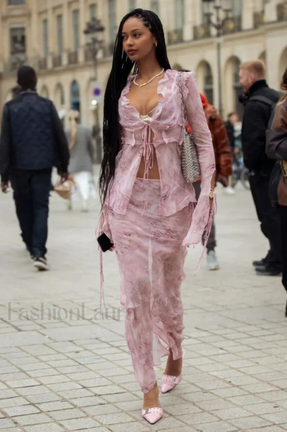 Cobra Blouse Stylish + Skirt Set S / Pink