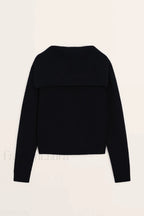 College Style Navy Collar Knit Cardigan