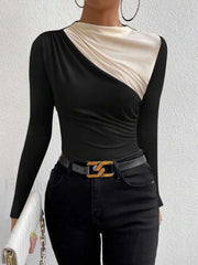 Color Block Long Sleeve T Shirt T Shirts