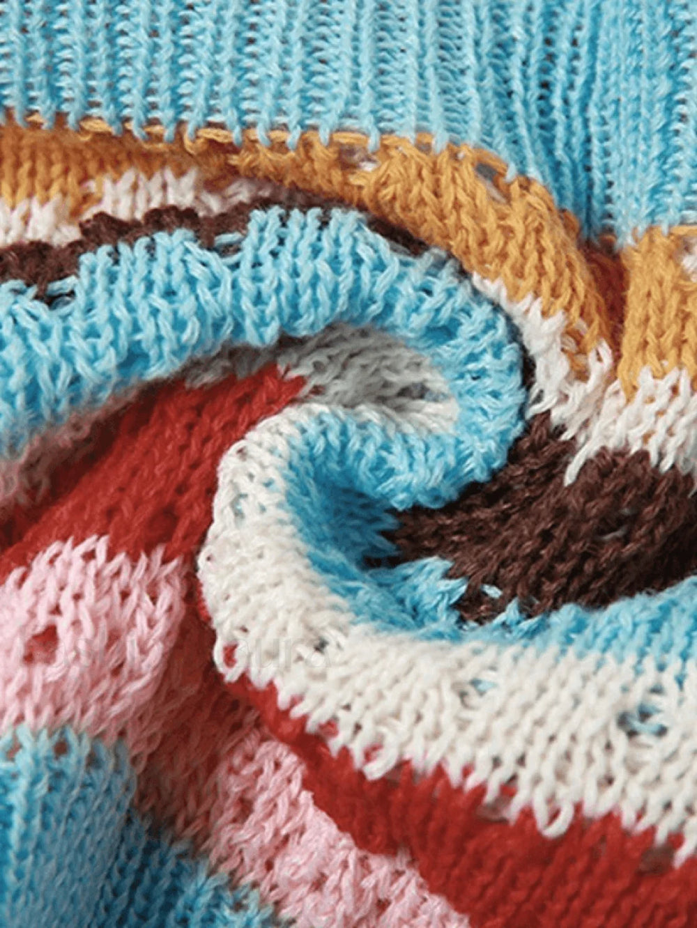 Color Block Stripe Knitted Halter Crop Cami Top Tops&Tees